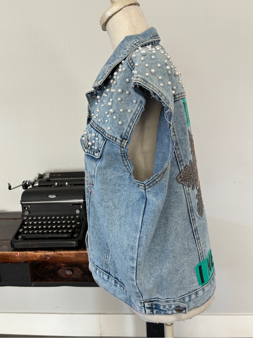 Disney Upcycled Peter Pan and Tinkerbell Neverland Denim Vest - Size XL - Picture 10 of 16